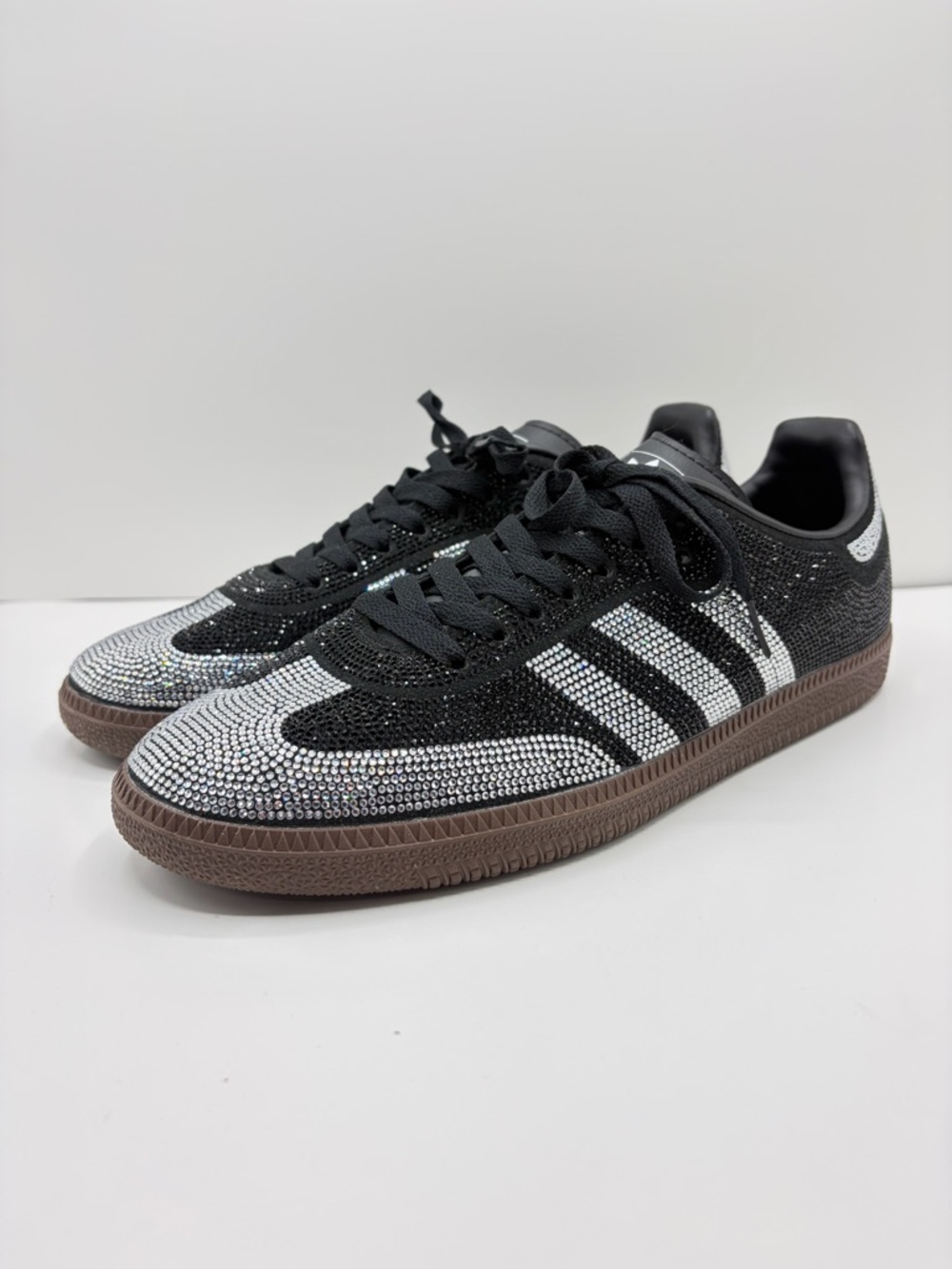 Adidas Women’s Size 11.5 Samba OG Rhinestone Sneaker Black Silver Bling